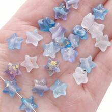 50 piezas Cuentas de estrella de acrílico elegantes, acabado brillante y mate, colores surtidos, adecuadas para hacer joyas DIY, pulseras y collares