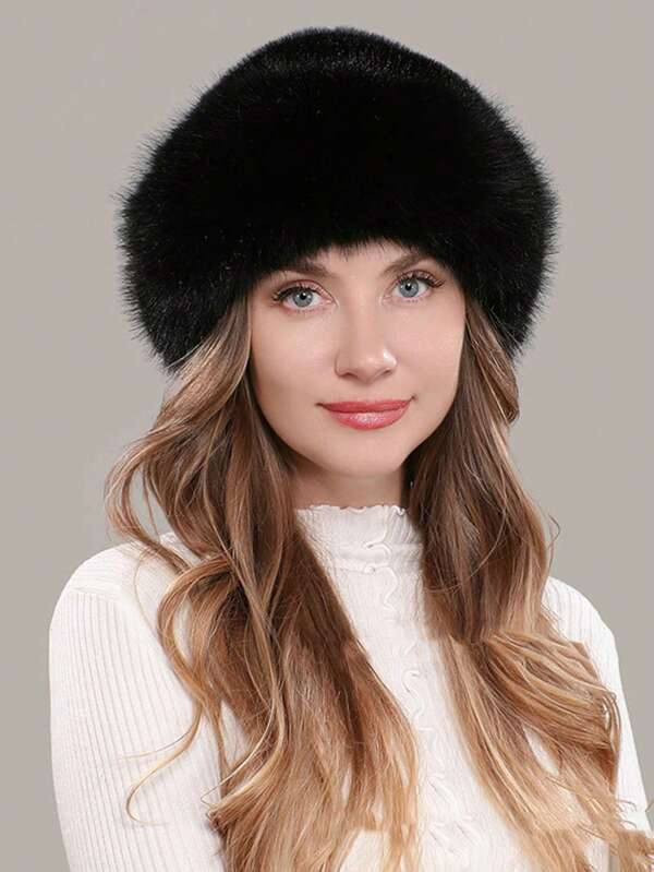 1 pièce Chapeau Femme Hiver Nouveau Épais Chaud Mode Simple Chapeau de Pêcheur Imitation Fourrure de Vison Chapeau Mongol Dames Chaud et Confortable Ombrage