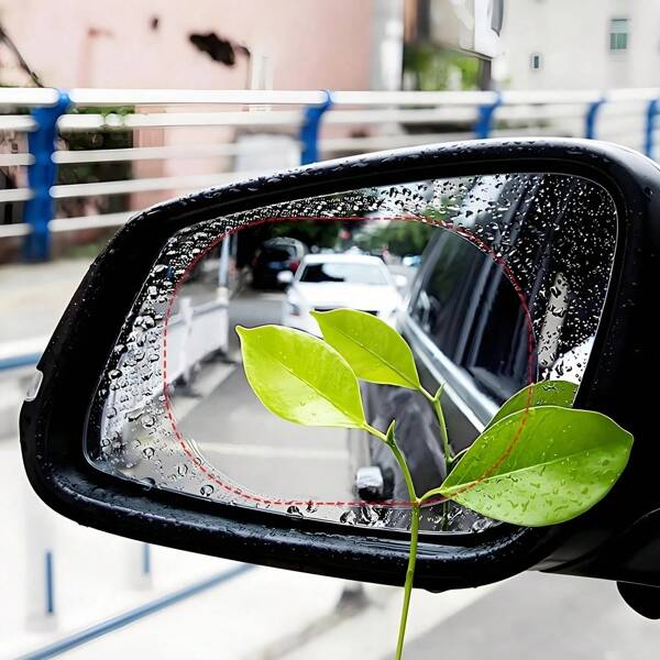 A Pair Of Car Rearview Mirror Anti-Fog Films - Durable Waterproof Eyesight Protector - Clarity Enhancement Design To Ensure Safe Driving In Rainy Days