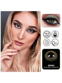 1 副灰色隐形眼镜眼妆美容年抛直径 14.5 毫米适合日常约会和夏季节日聚会和派对活动万圣节服装角色扮演 - 綠色 - 查看 3