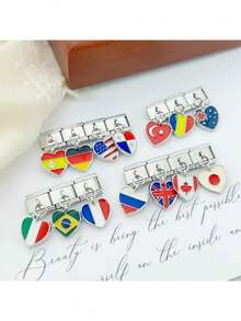 2025 New Fashion Modular National Flag Pendant Elastic Charm Italian Links Fit 9mm Bracelet Making Women DIY Jewelry - A - View 3