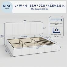 Allewie Full/Queen/King Size Velvet Lift Up Storage Bed Frame, Vertical Channel Tufted Headboard, Hydrualic Underneath Storage, Upholstered Platform Bed, Wooden Slats Support, No Box Spring Needed, White - White - View 8