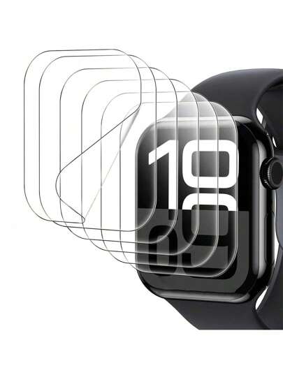 Set da 6 pellicole protettive in idrogel compatibili con da 49mm, 45mm, 41mm, 40mm, 44mm, 46mm e 42mm. Questa pellicola morbida non è in vetro, compatibile con gli accessori Series 10, 9, 8, 7, 6, 5, 4 e SE. Essenziali per la protezione dello schermo, adatti per uso quotidiano, in ufficio e a casa. Protezione dello schermo dell'orologio, copertura dell'orologio, accessori per l'orologio, impermeabile, antiurto, anti-caduta, anti-graffio, anti-impronta digitale, copertura completa