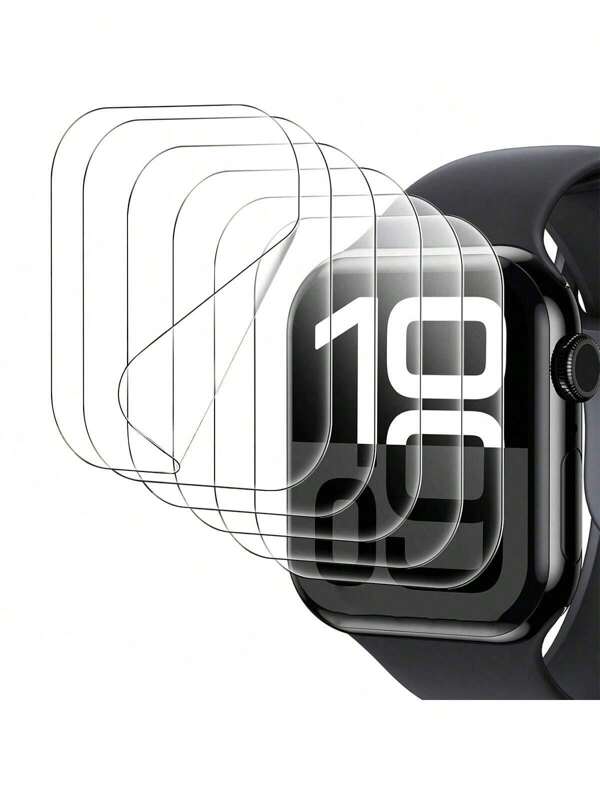 6pcs/Set Hydrogel Screen Protector Film Compatible With Apple Watch 49mm, 45mm, 41mm, 40mm, 44mm, 46mm And 42mm. This Soft Film Is Not Glass, Compatible With Apple Watch Series 10, 9, 8, 7, 6, 5, 4 And SE Accessories. Screen Protection Essentials, Applicable To Daily Shield, Office, Home Watch Screen Protector Watch Cover Watch Accessories Waterproof Shockproof Anti-Fall Anti-Fall Scratch Resistant Anti-Fingerprint Full Cover