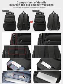 Zaino da scuola/porta PC da 15-17 pollici per donne e uomini, zaino da scuola leggero e durevole, borsa pc da 15,6 pollici, zaino da trekking resistente all'acqua con tasche multifunzione. Le versioni nuove e vecchie vengono spedite casualmente. - nero - Visualizzare 5