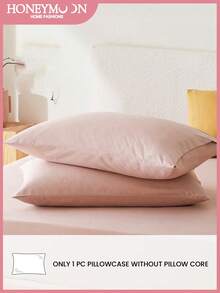 1pc Supersoft Plain Pillowcase, Lightweight Cloud-Like Feel Bedding, Envelope Closure - Pink - View 1