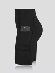 3 Stücke/Set Frühling/Sommer Neue Sport Shorts, Taille & Bauch Schlankheitsmode, Lässig Yoga Leggings, Radhose mit Seitentaschen - Verschiedenfarbig - Übersicht 3