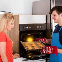 Red Gingerbread Boy Printed Oven Gloves Christmas Baking Mittens Hanging Ornament Christmas Pot Rack Kit - 5件 - 查看 8