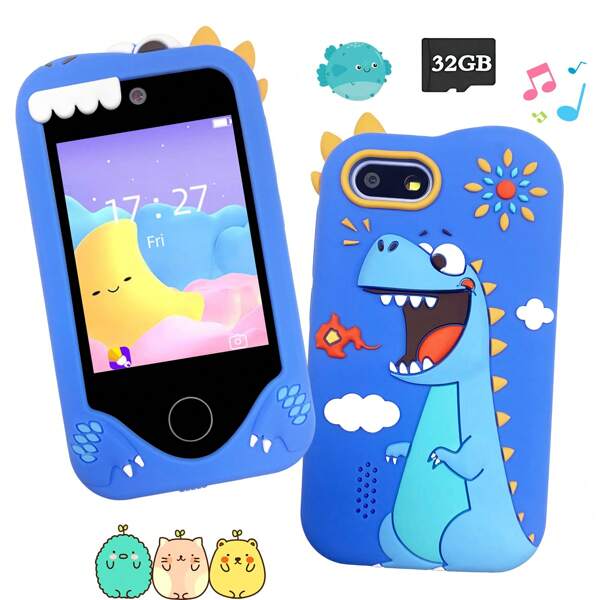 2.8 Inch HD Touchscreen Kids' Smartphone Toy, Features A Cute Dinosaur Case, 1080P Dual Cameras, Fun Educational Games And A Music Player, Perfect For Playtime Between Kids, Family Gatherings And Party Fun, The Ideal Gift For Boys And Girls Aged 3-12 ( ﻿With A 32GB Card )