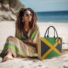 Woven Large Beach Bag For Woman Straw Bag Beach Tote Handmade Weaving Shoulder Bag Handbag Jamaican Africa Reggae - 和 - 查看 3
