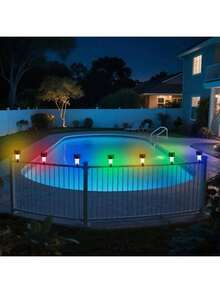 6pcs Outdoor Solar Powered Pool Lights, LED Fence Lights, Waterproof Lights With Dusk To Dawn Auto On/Off Switch, For Swimming Pool Fence, Garden, Pathway, Porch Decor - Multicolor - View 9