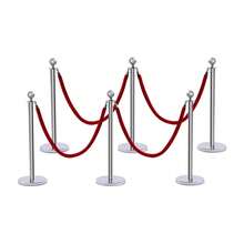 6-Piece Crowd Control Bracket Set, Safety Column And Barrier With 5-Foot Rope Lock, Stainless Steel Crowd Isolation Column - Silver - View 5