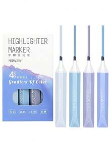4pcs A Set Morandi Color Highlighter Marker Pens Set Gradient Colors Brush Tip For Drawing Painting Office School - one-size - View 11