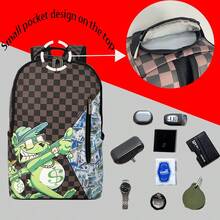 时尚男女通用背包，高中/大学生书包，大容量户外旅行通勤，校园，卡通，高中，返校