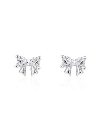 1 Pair S925 Sterling Silver Sweet Butterfly Cubic Zirconia Stud Earrings, Gold/Silver/White Diamond/Pink Diamond/Purple Diamond, Lightweight Exquisite Everyday Wear, Suitable For Student & Pierced Ears, Comes In Gift Box, Great For Valentine's Day