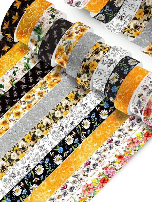 12 Rollen selbstklebendes und papierbeschichtetes Klebeband, Sternenhimmel, Galaxie, Blumen, Bienen, Regenbogen Donuts, Mehrstil Serie Tape Set für die Schulanfang, Tagebuch, Sammelalbum, Fotoalbum DIY dekoratives Material Klebestreifen, unverzichtbare Artikel für Geschenkverpackung, Schul-Grundausstattung, Geschenke für den Schulstart