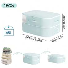 1pc Transparent Window Vacuum Storage Bag, Space-Saving Self-Compression Oatmeal Bag For Storing Cozy Blankets, Bedding, Pillows, Clothes - Multicolor - View 30