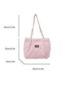 Bolsa listrada da moda - Bolsa de ombro feminina de grande capacidade - Bolsa tote com zíper para uso diário - Bolsa tote minimalista com corrente para adolescentes, mulheres, estudantes universitárias, novatas e trabalhadoras de colarinho branco. Perfeita para escritório, trabalho, negócios, deslocamento. A melhor bolsa de trabalho para mulheres, bolsa de estudante de volta às aulas.