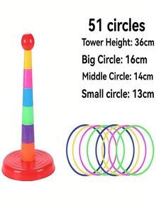 Kids Rainbow Ring Toss Game Set, Cute Stacking Rings For Indoor/Outdoor, Parent-Child Interaction, Early Education, Sports Exercise, Party, Back To School, Graduation, Suitable For Boys & Girls (Random Color) - Multicolor - View 11