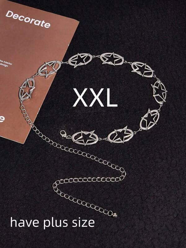 1pc XXL Plus Size Hollow Five-Pointed Star Belt For Women, Fashionable Body Chain To Wear With Sweaters, Dresses, Suitable For Beach, Party, Gathering
