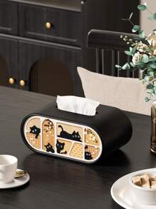 De deksel van de PU-leren tissuebox, een moderne, licht-luxueuze, hoogwaardige elliptische tissueboxhouder, een creatieve tissuebox, is een decoratief opbergitem met magnetische sluiting, geschikt voor woonkamers, nachtkastjes, slaapkamers, bureaus en badkamermeubels.