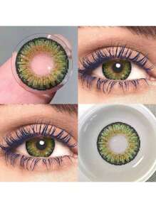 1 副灰色隐形眼镜眼妆美容年抛直径 14.5 毫米适合日常约会和夏季节日聚会和派对活动万圣节服装角色扮演 - 綠色 - 查看 4