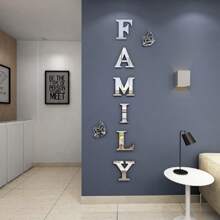 Family Wall Decor Letter Signs Acrylic Mirror Wall Stickers Decorations For Living Room Bedroom Home Decor Wall Decals