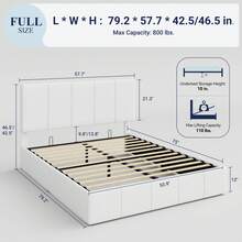 Allewie Full/Queen/King Size Velvet Lift Up Storage Bed Frame, Vertical Channel Tufted Headboard, Hydrualic Underneath Storage, Upholstered Platform Bed, Wooden Slats Support, No Box Spring Needed, White - White - View 6