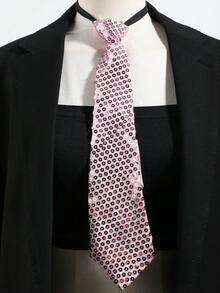1pc Unisex Sequin Necktie, Minimalist Design, Versatile For Halloween Party And Occasions - Multicolor - View 4