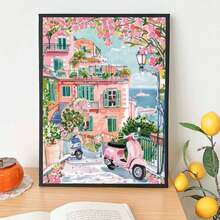 Bộ tranh tô màu theo số dành cho người lớn - Vải bạt 16x20", Bộ tranh Acrylic dễ vẽ kèm cọ và màu - Hoàn hảo để trang trí nhà cửa và làm quà tặng vào các dịp sinh nhật, Ngày của cha, Ngày của mẹ - Màu Hồng baby - Xem 6