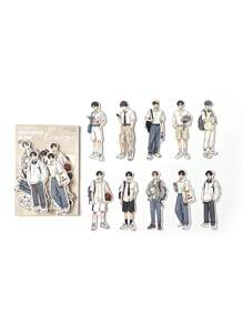 2 Packungen mit je 40 Stücke Vintage Charakter-Themen Hartkarton Aufkleber, kreative ästhetische Dekorationsaufkleber, DIY Bastelmaterial, Geschenk für Feiertage, personalisierte Scrapbooking Schul-Schreibwaren, für Schulbedarf, Rückkehr zur Schule