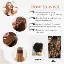 10 件女士迷你胶带接发，24 英寸直发 Kanekalon 合成接发，不褪色，无缝隐形，适合所有发质，10 件/包 35 克