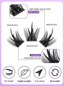 120 Stücke Wimpernbüschel, DIY Wimpernverlängerung Büschelwimpern, Flauschige individuell anzubringende Kunstwimpern, C-Krümmung, 11-13 mm Länge