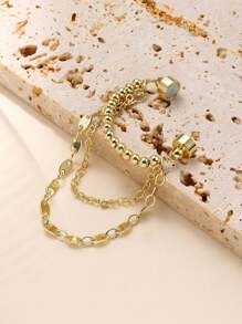1pc Magnetic Pearl Tassel Clip-On Earrings, Stylish Bone Clip Ear Cuff, Suitable For Daily, Party, Music Festivals