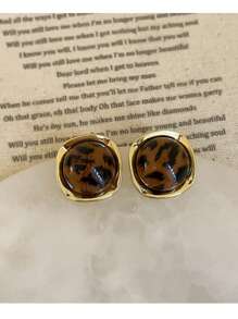 1 pieza Pendientes con estampado geométrico de leopardo - Piezas de declaración de lujo ligero con un diseño elegante y de alta gama