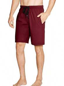 Mens 2 Pack Cotton Sleep Short,5 Inseam, Comfortable And Breathable, Assorted Colors - Red/Black - View 9