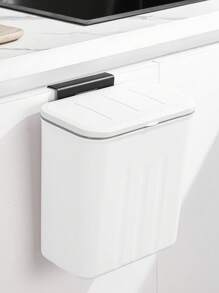 1pc Wall-Mounted Sliding Lid Trash Can With Sealed Lid, Waste Bin, Garbage Storage Box, Bathroom Side Storage Bucket, Home Organization, Flip Lid/Slide Lid, Suitable For Kitchen, Bathroom, Living Room, Comes With Hook