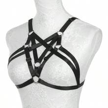 SHUS0087-Body Harn Bra For Women Sexy Cupl Bra With Choker Pentagra Caged Bra Punk Gothic Style Strappy Lingerie - 73-k - 查看 3