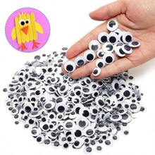 [500/525/1000pcs] Black Wiggle Eyes, Glow-In-The-Dark DIY Eyes, Toy Self-Adhesive Movable Eyes, Handmade DIY Accessories Eyes, Handmade Clay Craft Supplies, Variety Of Sizes: 6mm, 7mm, 8mm, 9mm, 10mm, 12mm, 15mm Mixed Pack