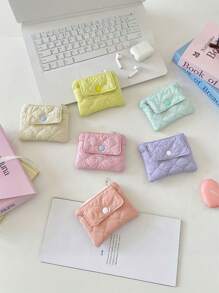 Gesteppte diamantförmige Gitter Münzbörse mit Druckknopf, Kartentasche, Dokumententasche, Multifunktions-Finishing-Tasche für Frauen-Geldbörse, Mini-Geldbörse, Geldbörse, Reisegeldbörs, Münzbörse, Handgelenktasche