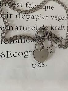 2 件钥匙锁项链嘻哈风格合金银情侣项链适合约会礼物 - 銀色 - 查看 6