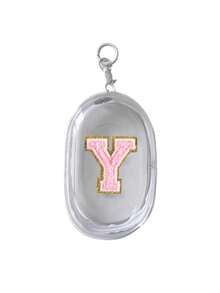 1PC Portable Mini Transparent Zipper Storage Bag, Embroidered Letters A-Z On Pink Towels, Compact Multifunctional Storage Device, Headphone And Charger Case With Keychain, Transparent Travel Accessories, Exquisite And Compact, Suitable For Storing Small Items, Data Cable Storage Bag, Bracelet Bag, Accessory Storage Bag, Very Suitable For Giving Gifts To Female Friendscable Organizer - Multicolor - View 11