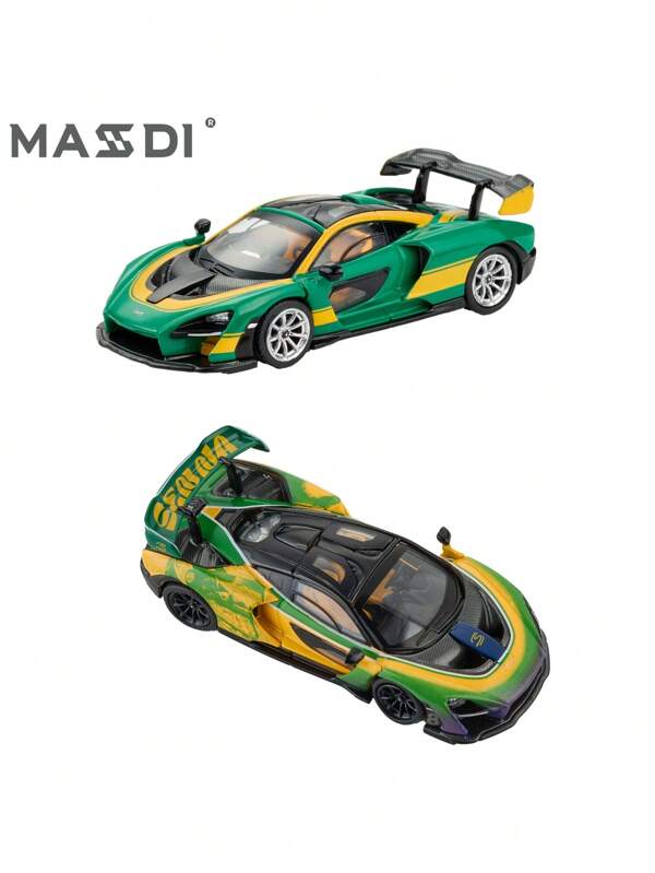 1 pieza Modelo de auto a escala 1:64 de  , deslizamiento suave, parrilla frontal con relieve multicapa y logotipo, sistema de escape segmentado, ideal para colección, exhibición y regalo