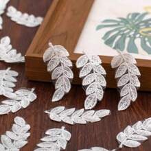 10 buc/pachet patch-uri de broderie cu dantelă cu frunze albe pentru rochie de mireasă DIY, geantă, decor de cusut