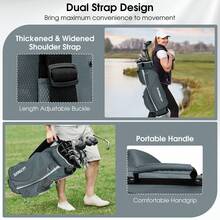 GOFLAME Golf Stand Bag Lightweight Portable Golf Cart Bag 14 Way Top Divider Waterproof - Grey - View 2