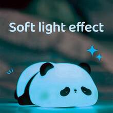 熊猫硅胶灯熊猫拍拍小夜灯卧室床头睡眠灯USB充电感应三档亮度定时自动关闭生日节日礼物熊猫小夜灯 - 白色 - 查看 7