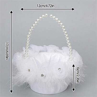Flower Girl Basket, Elegant Lace Patchwork Lightweight Flower Basket Wedding Supplies