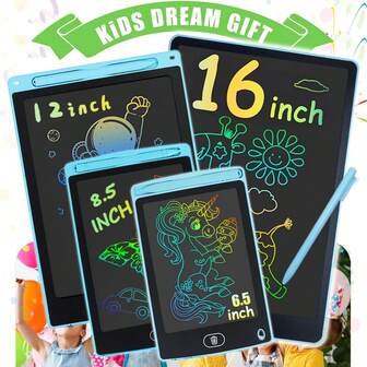 RSP 1pc 6.5"/8.5"/12"/16" Colorful Large Drawing Pad, Doodle Board, Learning & Education Communication Writing Board, Home/Office Memo Board, Unleash Creativity For Kids, Equipped With Stylus Pen, Erasable Screen, Educational Function, Suitable For 3-12 Years Old Boys & Girls, Great Gift For Birthday, Back To School, Christmas, Easter, Travel Toy