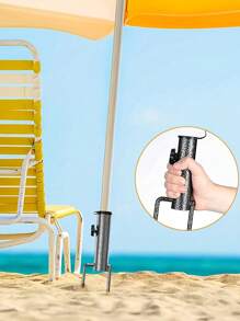 2pcs Heavy-Duty Metal Umbrella Stand Holder, Adjustable Portable Spiral Ground Anchor For Flag, Umbrella, Fishing Rod, Outdoor Park & Beach Use, Fits Soil & Lawn, 14in Insertion Depth