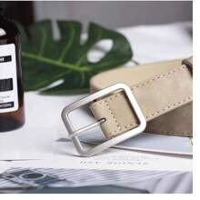 1 pieza Cinturón de mujer de estilo retro de piel de PU con hebilla cuadrada, versátil para vaqueros, pantalones, vestidos, accesorio diario